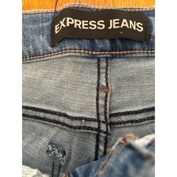NWT Express Jeans Womens Size 4S Mid Rise Ankle Leggings Denim Distressed - Picture 6 of 8